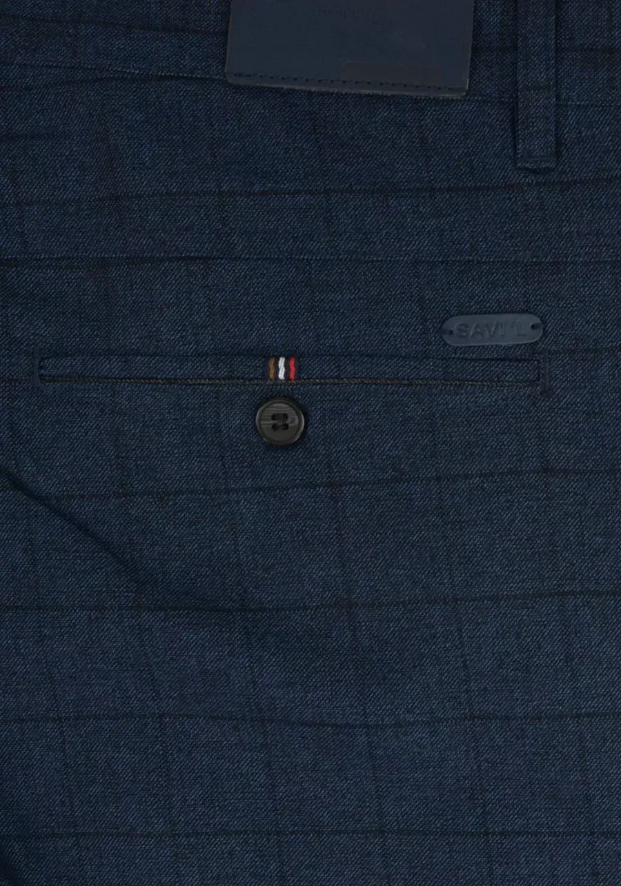 Spodnie męskie duże rozmiary, w kratę granatowe M140