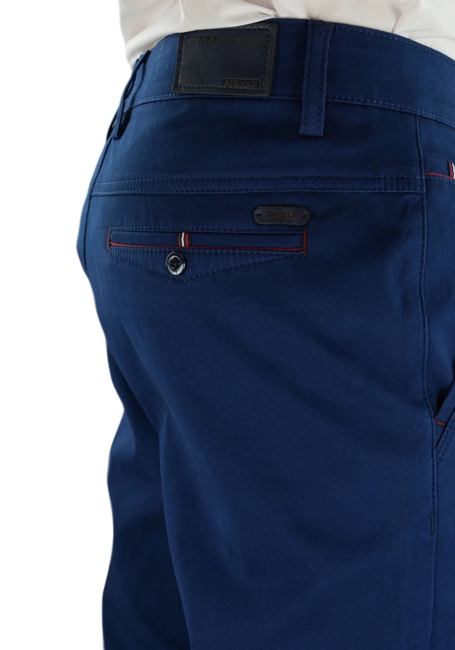 Spodnie męskie granatowe chinosy. Materiałowe, bawełniane, klasyczne, luźne oraz elastyczne - 329