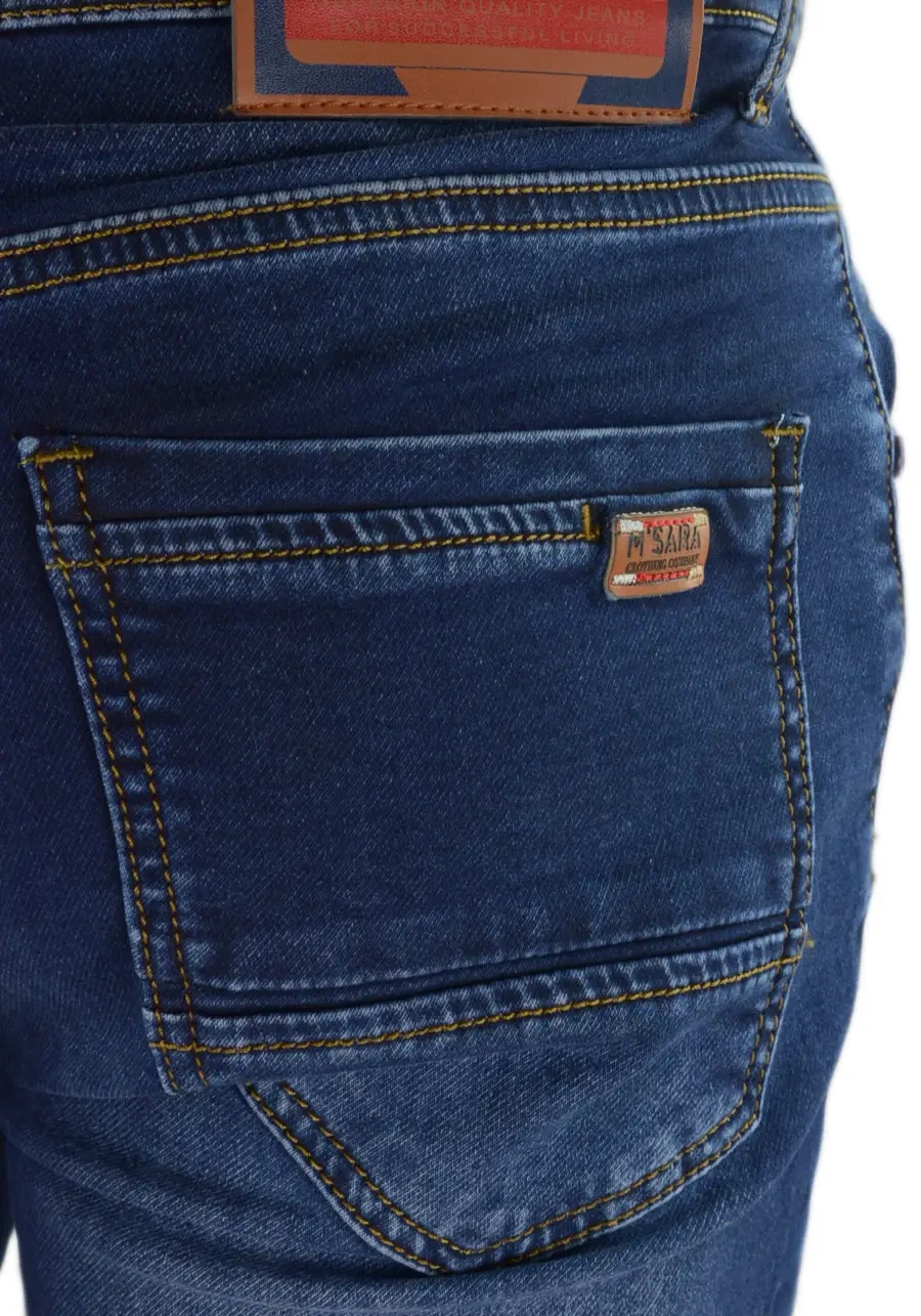 Zwężane jeansy męskie ciemnoniebieskie M142