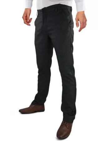 Ciemnoszare, eleganckie spodnie męskie w niewielką kratę M132