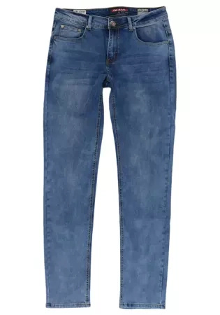 Jeansy męskie dla wysokich, długie nogawki L36, niebieskie marmurki M122