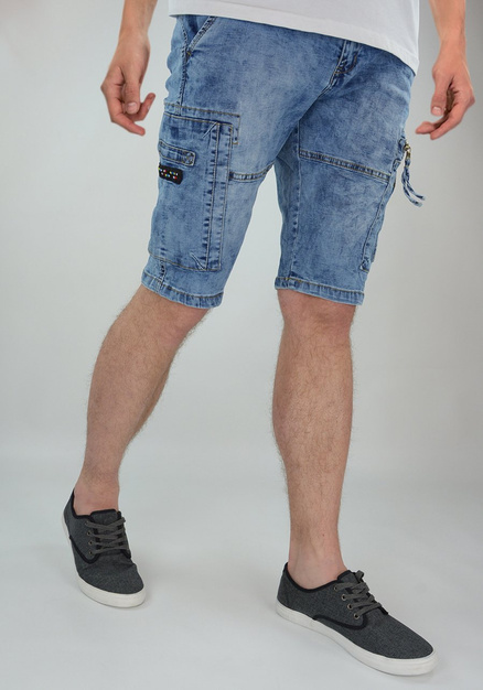 Jeansowe męskie spodenki z wstawkami 252T