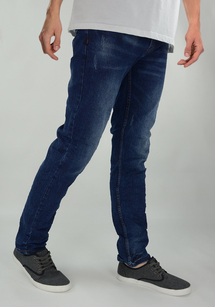 Jeansowe spodnie męskie regular w kolorze granatowym OW51008TR