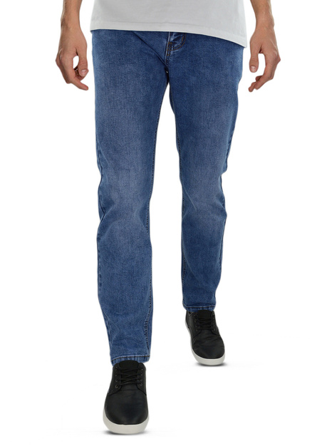 Jeansy męskie niebieskie dla osób niskiego wzrostu M094