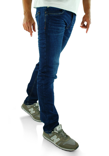 Jeansy męskie z rozjaśnieniami w kolorze niebieskim EF2512