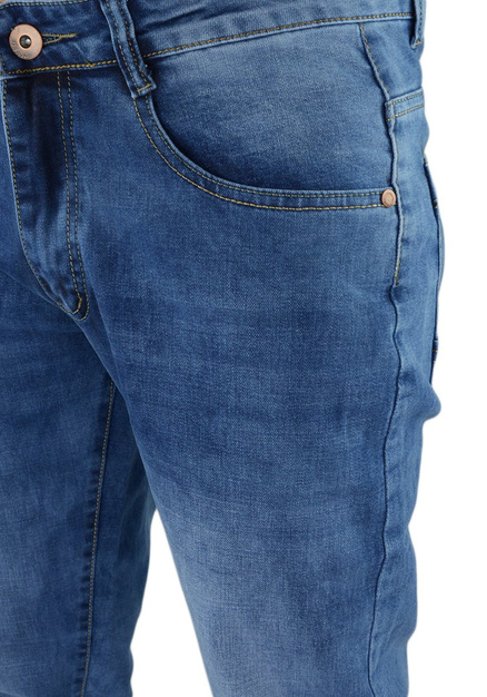 Jeansy męskie z rozjaśnieniami w kolorze niebieskim K611
