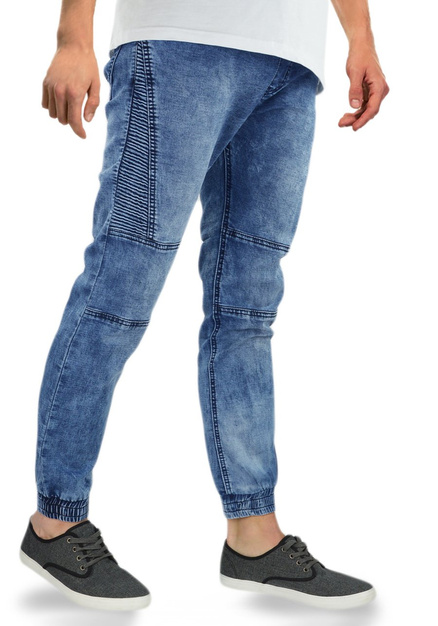 Joggery męskie jeansowe, marmurki W256
