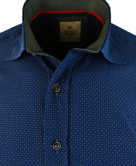 Koszula męska z długim rękawem w kolorze niebieskim 055