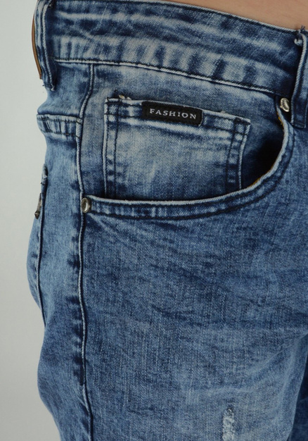 Niebieskie jeansy męskie z dziurami 873T