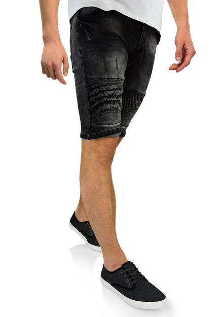 Spodenki męskie jeansowe z przetarciami L8107