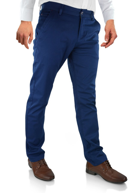 Spodnie męskie chinosy w kolorze ciemno-niebieskim 435-17