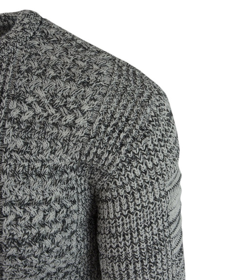 Sweter męski jasno-szary z wstawkami na rękawach 4812-1