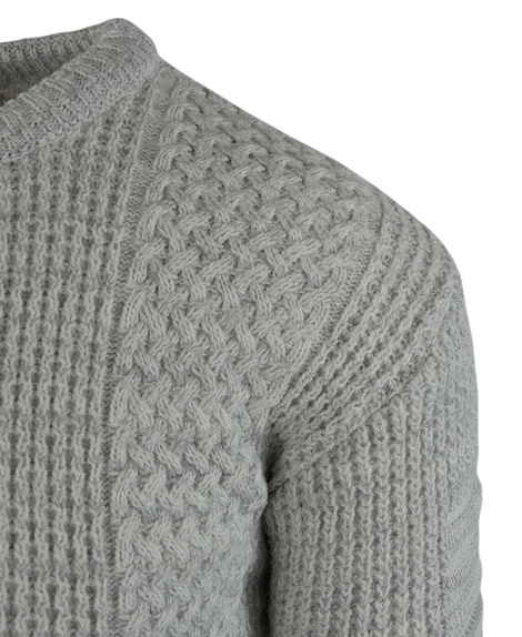 Sweter męski w kolorze ecru z wstawkami na rękawach 4812
