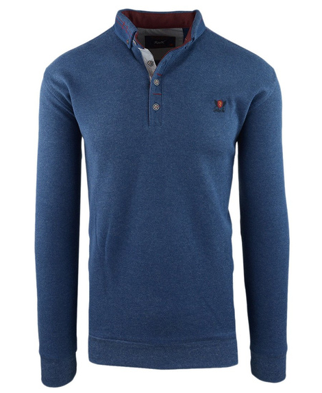 Sweter męski w kolorze niebieskim z kołnierzykiem 14-5324-2