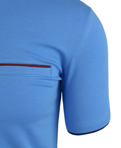 T-shirt męski w kolorze niebieskim, dekolot v-neck T094-1