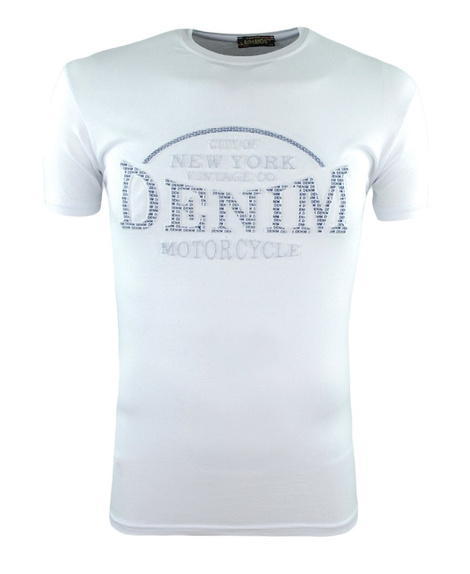 T-shirt męski z nadrukiem w kolorze białym 020