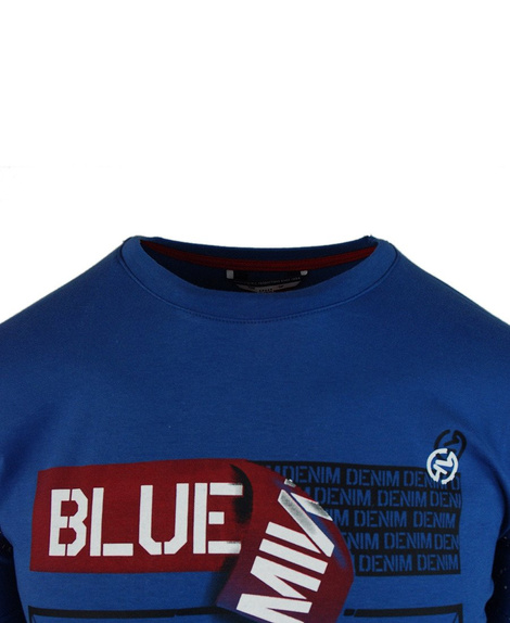 T-shirt męski z nadrukiem w kolorze niebieskim 827