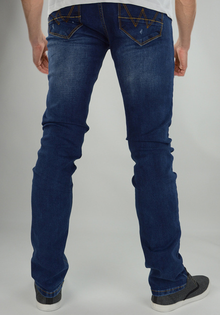 Zwężane jeansy męskie ciemnoniebieskie M018