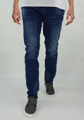 Jeansowe spodnie męskie regular w kolorze granatowym OW51008TR