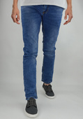 Jeansy męskie w kolorze niebieskim, zwężana nogawka M014